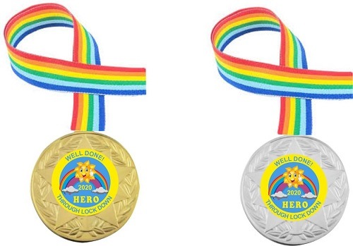 Lockdown Medals & Ribbons Rainbow Medal Homeschooling Superstar Awards 