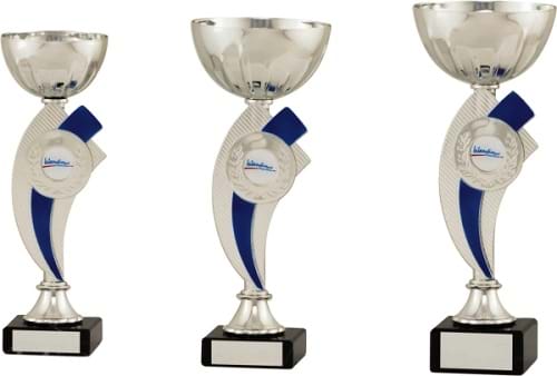 Silver Bowl Cups on Blue Stems 2068 Series Silver Bowl Cups on Blue Stems 2068 Series