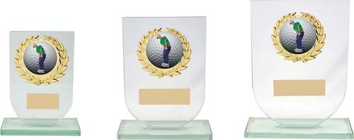 Set Of 4 CRYSTAL Golf Trophies Cup Tournament Trophy With 