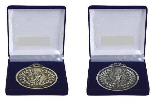 Football 65mm Relief Medals in Velour Presentation Box MJ1365