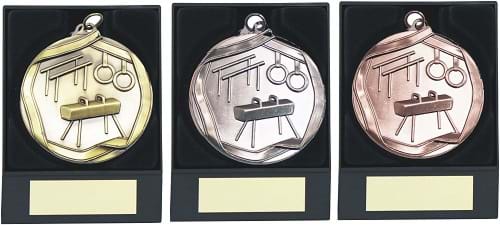 Gymnastics 60mm Cast Medals in Presentation Box
