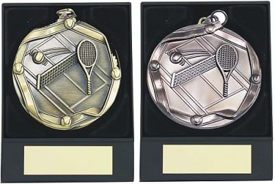 Tennis 60mm Cast Medals in Presentation Boxes