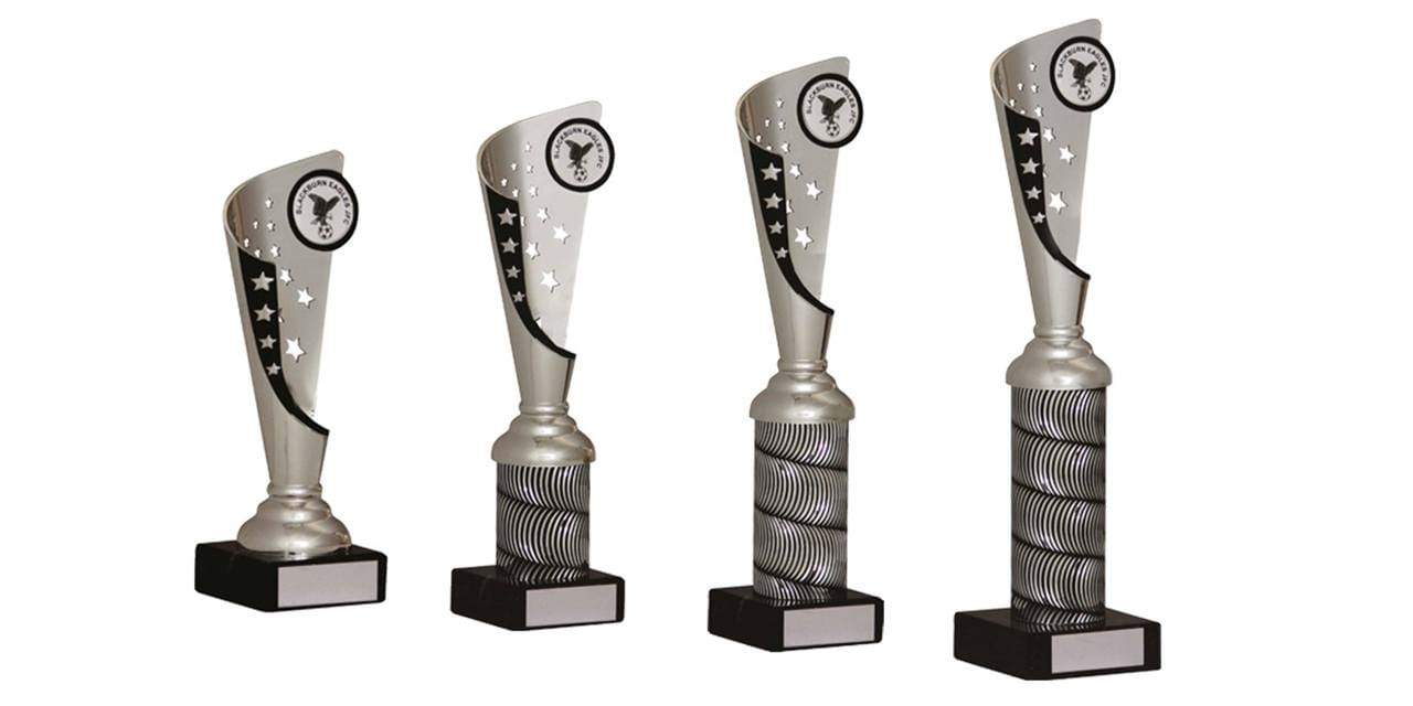 Contemporary Stylish Fluted Performance  Trophy Awards on Tubes 1765 Series