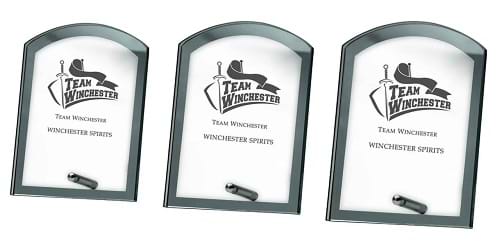 Budget 5mm Thick Glass Trophy Engraved Logo Text GP308 Series