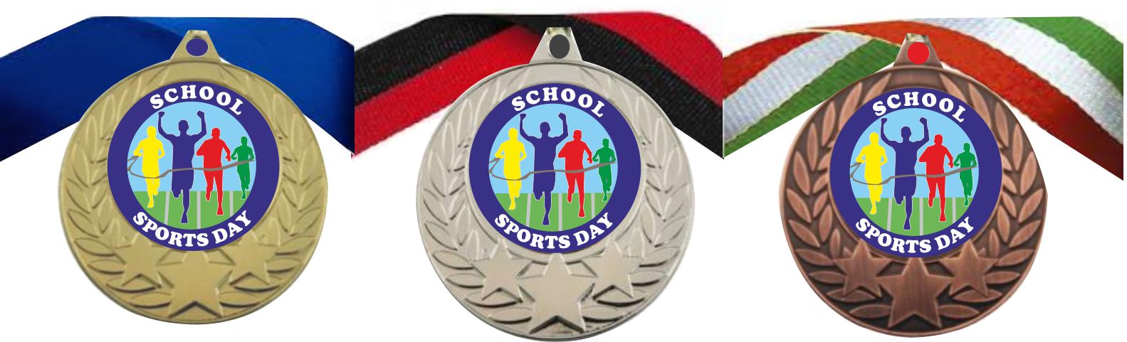 1/10/25/50/100 School Sports Day Medals with FREE RIBBONS 51 COLOURS! 