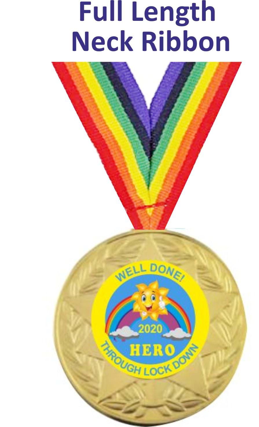 Lockdown Champion Personalised Gold 50 mm Aztec Medal & Ribbon Choice 