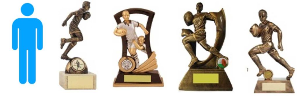 Protector Rugby Player Ball Trophy Award  FREE Engraving 2 Sizes RF4130 league 
