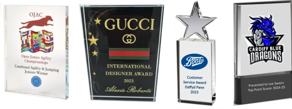 Quality Glass Trophies and Awards With Specific Full Colour Custom Print